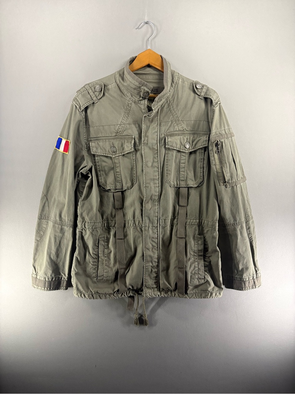 SPR Khakis Men’s XL Military Field Jacket French Flag Utility Distressed Cotton